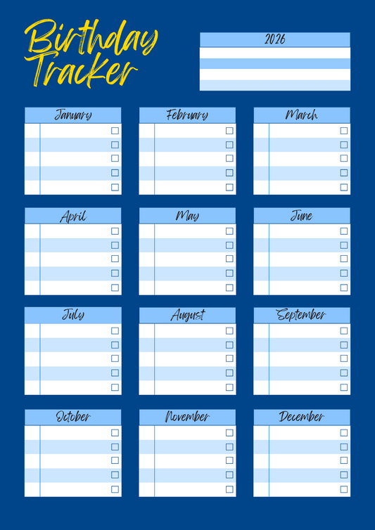 Birthday Tracker Planner