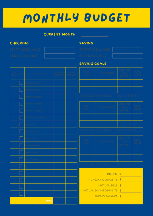 Monthly Budget Planner