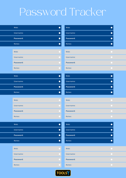 Password Tracker Planner