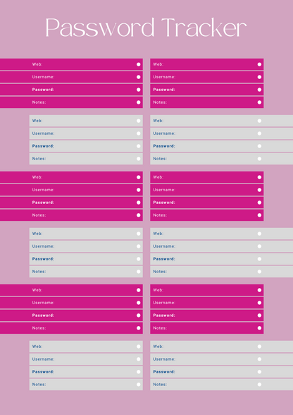 Password Tracker Planner