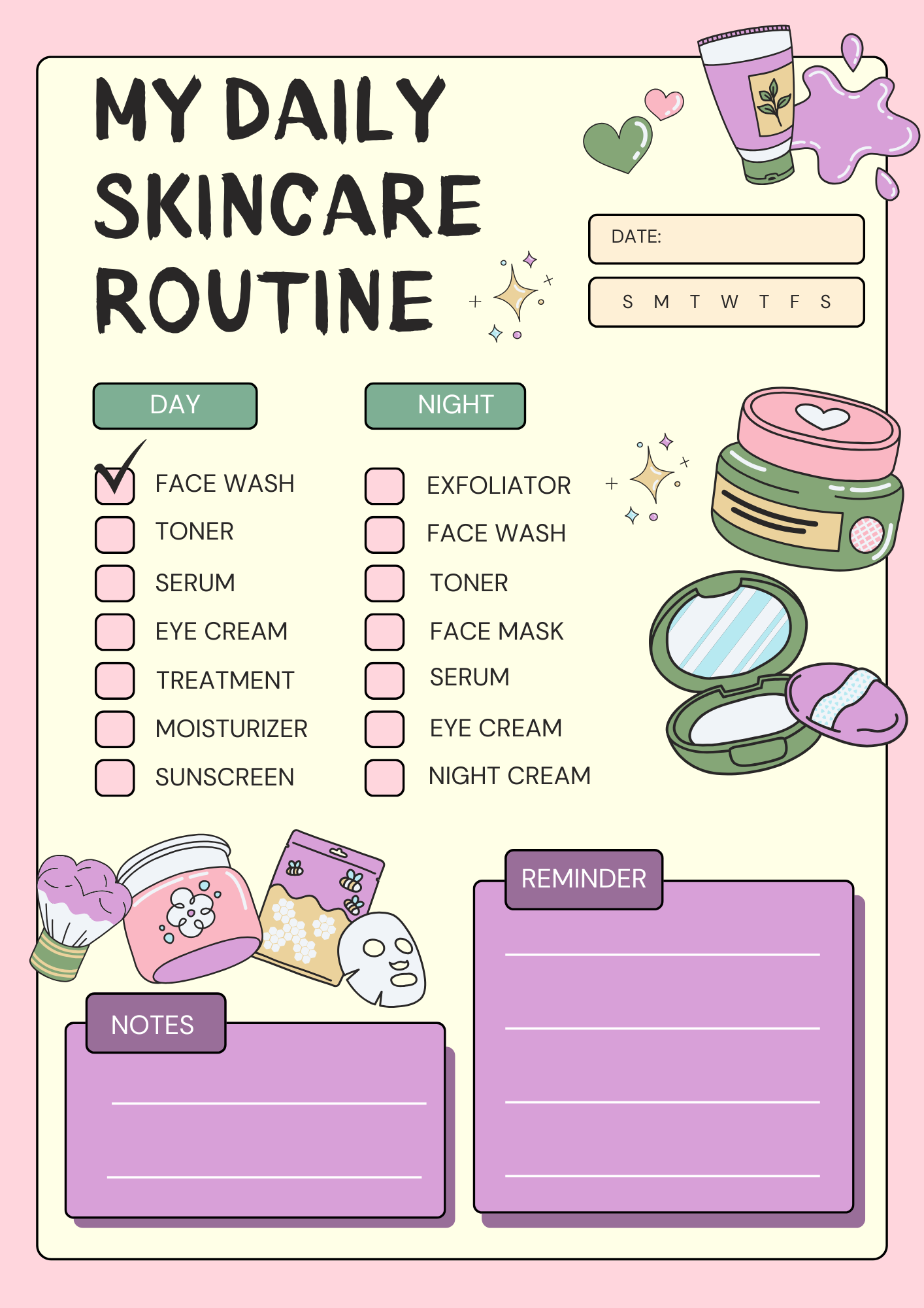Bundle Skincare Routine Planner